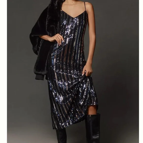 black and silver elegant dresses Colette by Daphne CL8425 Long Sequin Formal Prom Dress